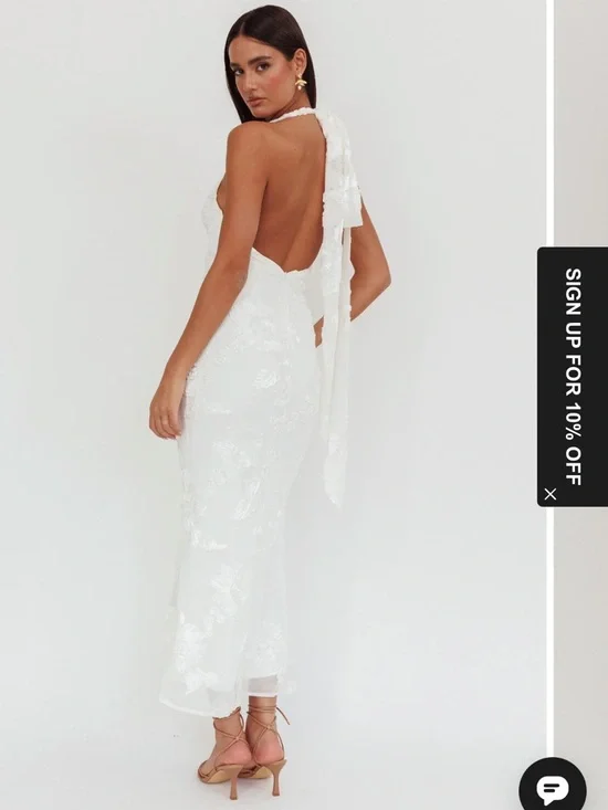 Selfie Leslie White Lace Halter Maxi Dress - Picture 2 of 3